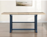 Darcy 64-82″Counter Table with 18-inch leaf, Midnight Blue and Natural Finish by Steve Silver at Eve Furniture