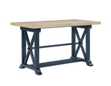 Darcy 64-82″Counter Table with 18-inch leaf, Midnight Blue and Natural Finish by Steve Silver at Eve Furniture
