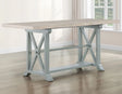 Darcy 64-82″Counter Table with 18-inch leaf, Mint Green and Natural Finish by Steve Silver at Eve Furniture