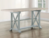 Darcy 64-82″Counter Table with 18-inch leaf, Mint Green and Natural Finish by Steve Silver at Eve Furniture