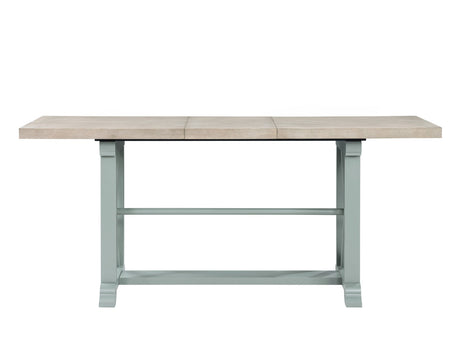 Darcy 64-82″Counter Table with 18-inch leaf, Mint Green and Natural Finish by Steve Silver at Eve Furniture