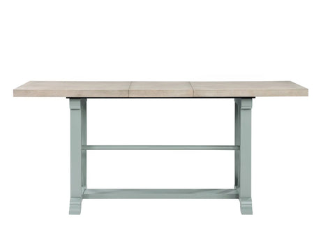 Darcy 64-82″Counter Table with 18-inch leaf, Mint Green and Natural Finish by Steve Silver at Eve Furniture