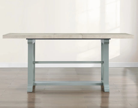 Darcy 64-82″Counter Table with 18-inch leaf, Mint Green and Natural Finish by Steve Silver at Eve Furniture
