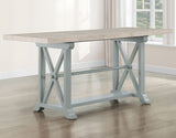 Darcy 64-82″Counter Table with 18-inch leaf, Mint Green and Natural Finish by Steve Silver at Eve Furniture