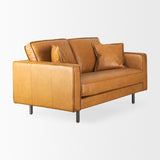 D'Arcy 65.0L x 37.0W x 34.0H Tan Leather Love Seat by Mercana at Eve Furniture