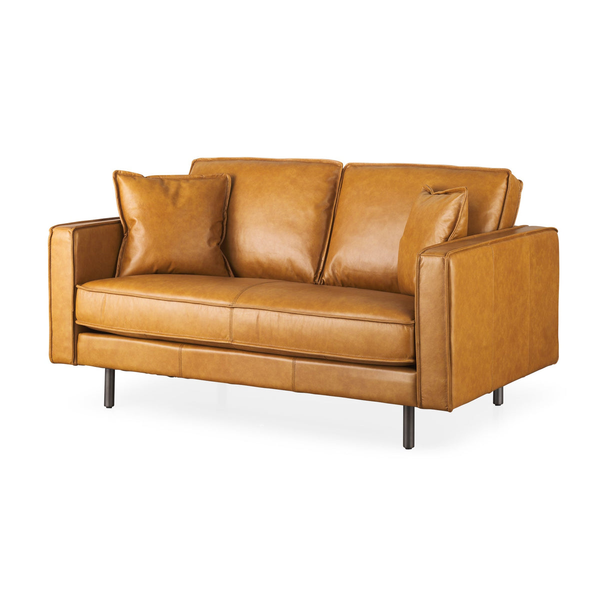 D'Arcy 65.0L x 37.0W x 34.0H Tan Leather Love Seat by Mercana at Eve Furniture