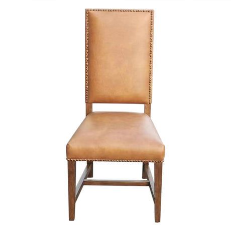 Darcy Dining Chair in Warm Brown Leather with Earth Legs, Set of 2 by Home Trends & Design at Eve Furniture