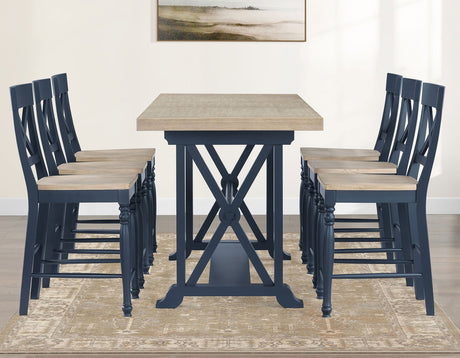 Darcy Midnight Blue/Natural Counter Height Dining Set with 18-inch Leaf by Steve Silver at Eve Furniture