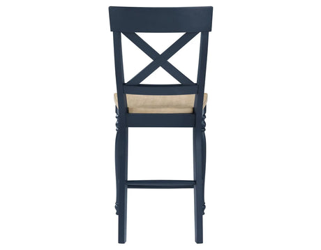 Darcy Midnight Blue/Natural Counter Height Dining Set with 18-inch Leaf by Steve Silver at Eve Furniture