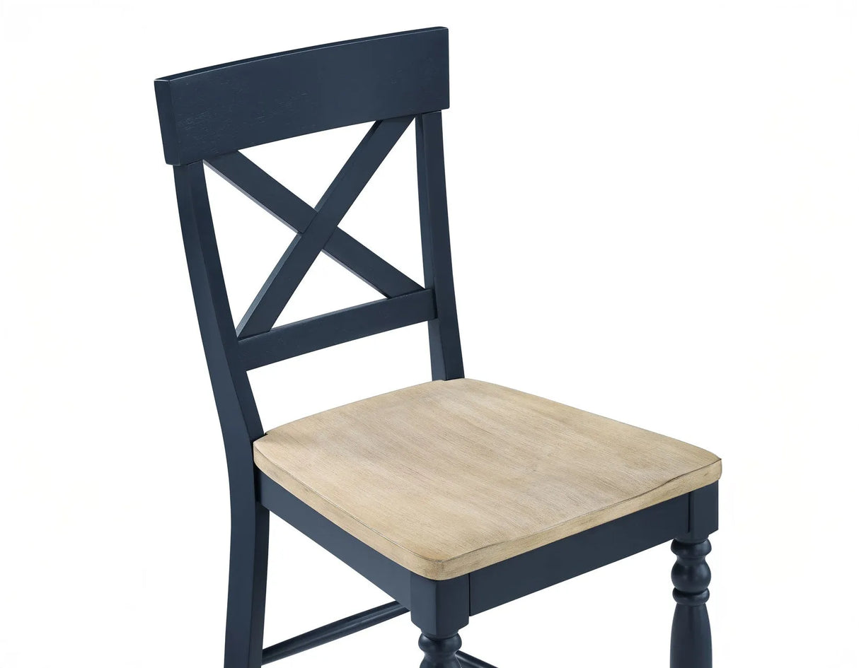 Darcy Midnight Blue/Natural Counter Height Dining Set with 18-inch Leaf by Steve Silver at Eve Furniture
