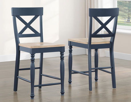Darcy Midnight Blue/Natural Counter Height Dining Set with 18-inch Leaf by Steve Silver at Eve Furniture