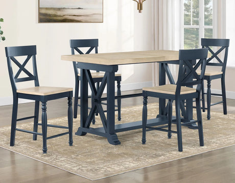 Darcy Midnight Blue/Natural Counter Height Dining Set with 18-inch Leaf by Steve Silver at Eve Furniture