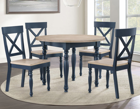 Darcy Midnight Blue/Natural Round Dining Room Set by Steve Silver at Eve Furniture