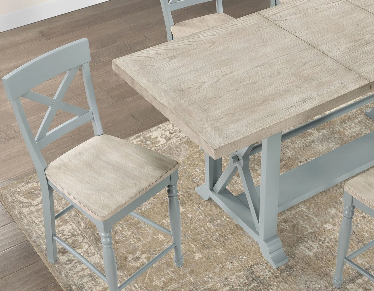 Darcy Mint Green/Natural Counter Height Dining Set with 18-inch Leaf by Steve Silver at Eve Furniture