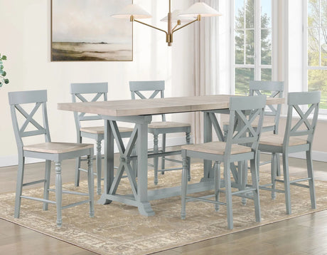 Darcy Mint Green/Natural Counter Height Dining Set with 18-inch Leaf by Steve Silver at Eve Furniture