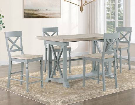 Darcy Mint Green/Natural Counter Height Dining Set with 18-inch Leaf by Steve Silver at Eve Furniture