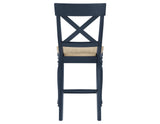 Darcy Solid Wood 24″ Counter Stool, Midnight Blue and Natural Finish by Steve Silver at Eve Furniture