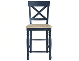 Darcy Solid Wood 24″ Counter Stool, Midnight Blue and Natural Finish by Steve Silver at Eve Furniture