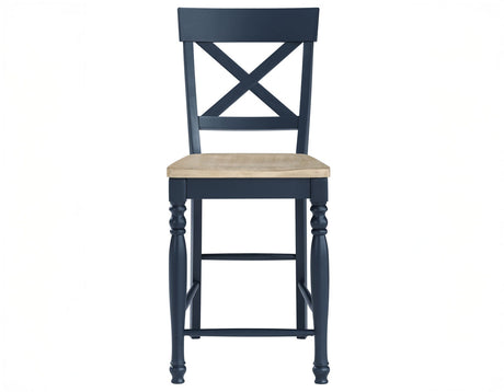 Darcy Solid Wood 24″ Counter Stool, Midnight Blue and Natural Finish by Steve Silver at Eve Furniture