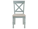 Darcy Solid Wood Side Chair, Mint Green and Natural Finish