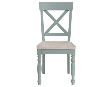 Darcy Solid Wood Side Chair, Mint Green and Natural Finish by Steve Silver at Eve Furniture
