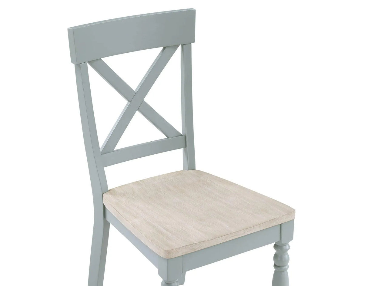 Darcy Solid Wood Side Chair, Mint Green and Natural Finish by Steve Silver at Eve Furniture
