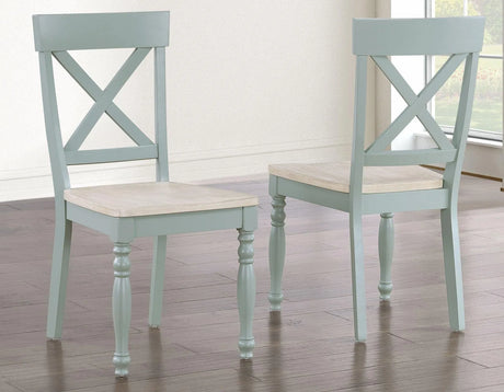 Darcy Solid Wood Side Chair, Mint Green and Natural Finish by Steve Silver at Eve Furniture
