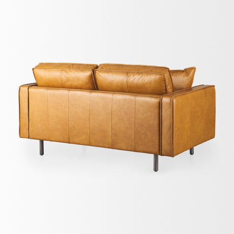D'Arcy Tan Leather Love Seat by Mercana at Eve Furniture