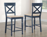 Darcy Solid Wood 24″ Counter Stool, Midnight Blue and Natural Finish by Steve Silver at Eve Furniture