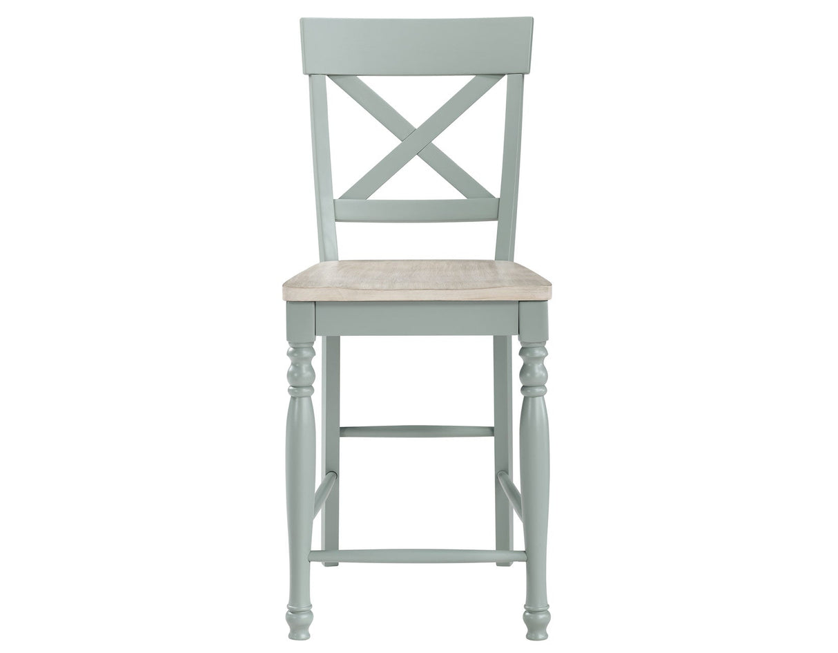 Darcy Solid Wood 24″ Counter Stool, Mint Green and Natural Finish by Steve Silver at Eve Furniture