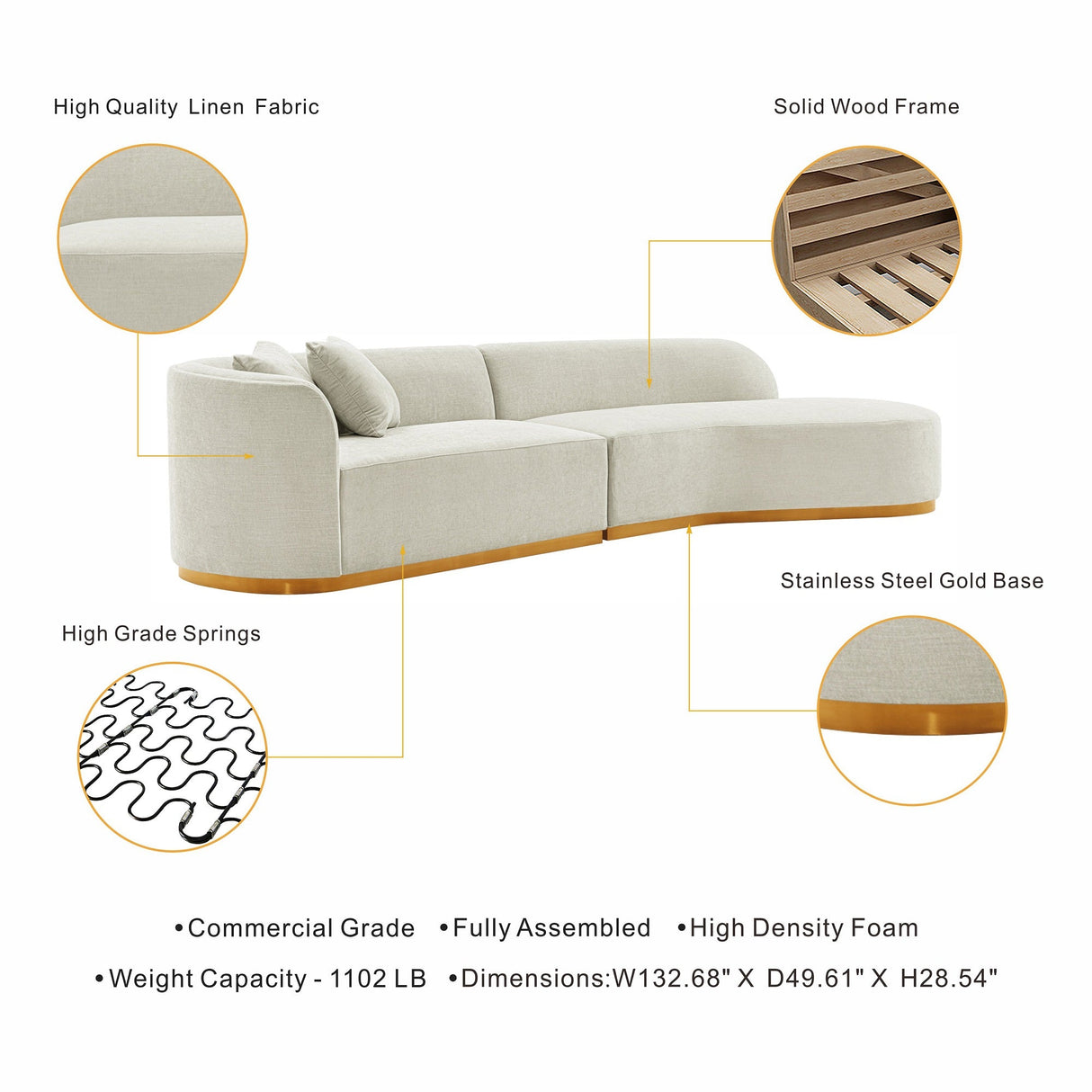 Daria Sofa in Ivory by Manhattan Comfort at Eve Furniture