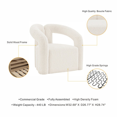 Darian Accent Chair in Cream by Manhattan Comfort at Eve Furniture