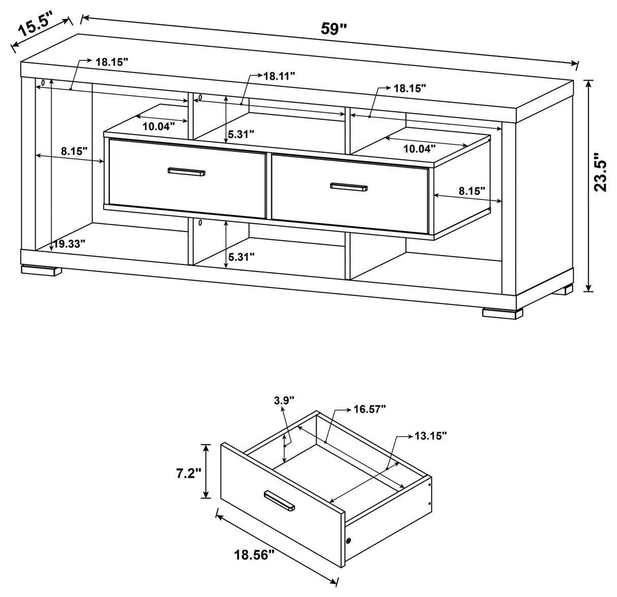 Darien 2-Drawer Rectangular TV Console White