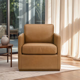 Darien Tan Leather Swivel Chair by Ashcroft Imports at Eve Furniture