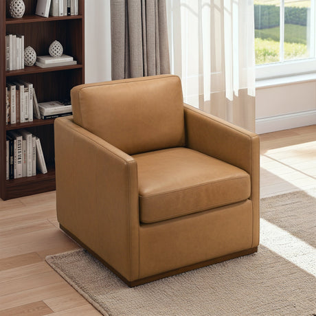 Darien Tan Leather Swivel Chair by Ashcroft Imports at Eve Furniture