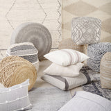 Darika Black/White/Gray Cotton Pouf by Mercana at Eve Furniture