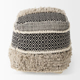 Darika Black/White/Gray Cotton Pouf by Mercana at Eve Furniture