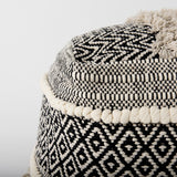 Darika Black/White/Gray Cotton Pouf by Mercana at Eve Furniture