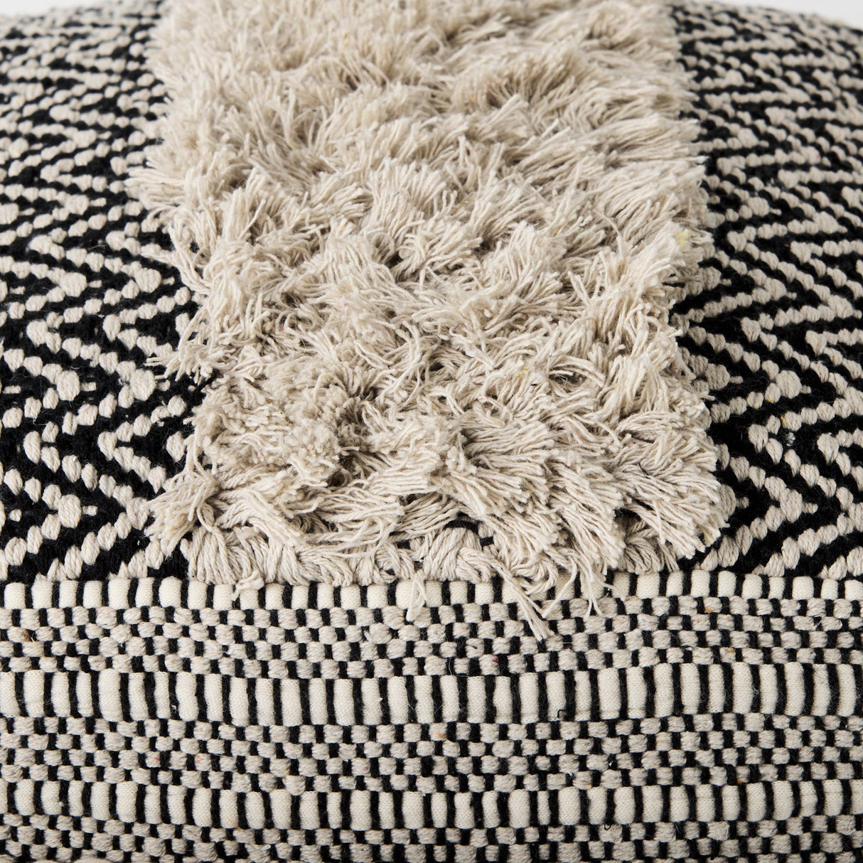 Darika Black/White/Gray Cotton Pouf by Mercana at Eve Furniture