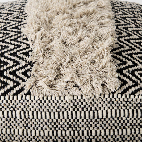 Darika Black/White/Gray Cotton Pouf by Mercana at Eve Furniture