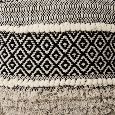 Darika Black/White/Gray Cotton Pouf by Mercana at Eve Furniture