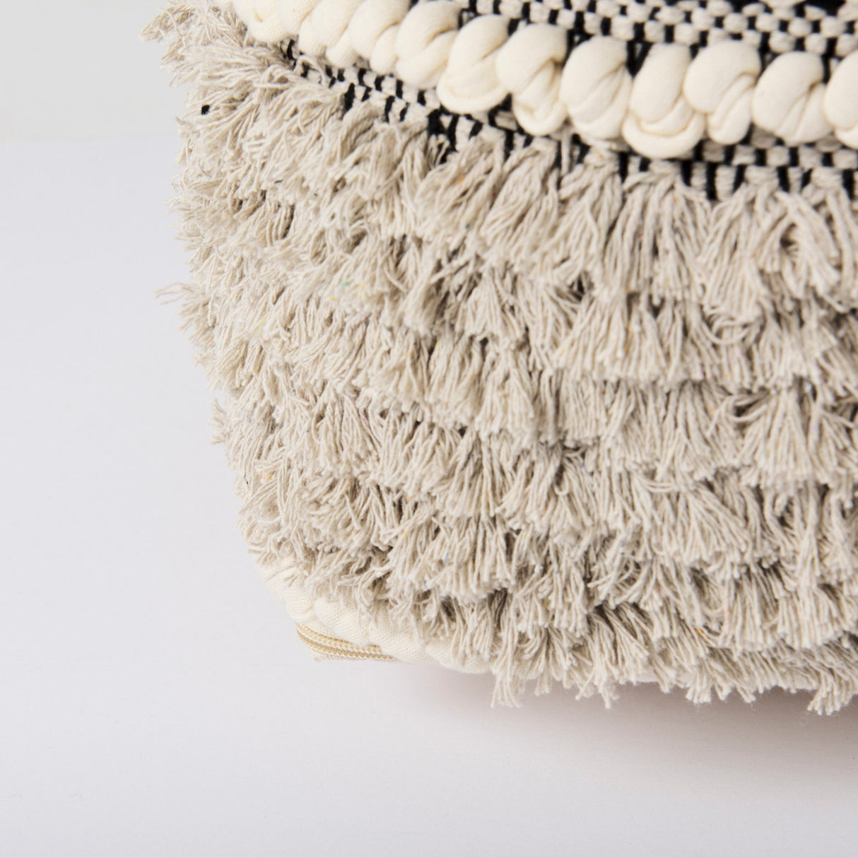 Darika Black/White/Gray Cotton Pouf by Mercana at Eve Furniture