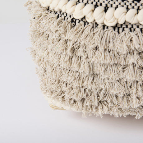 Darika Black/White/Gray Cotton Pouf by Mercana at Eve Furniture