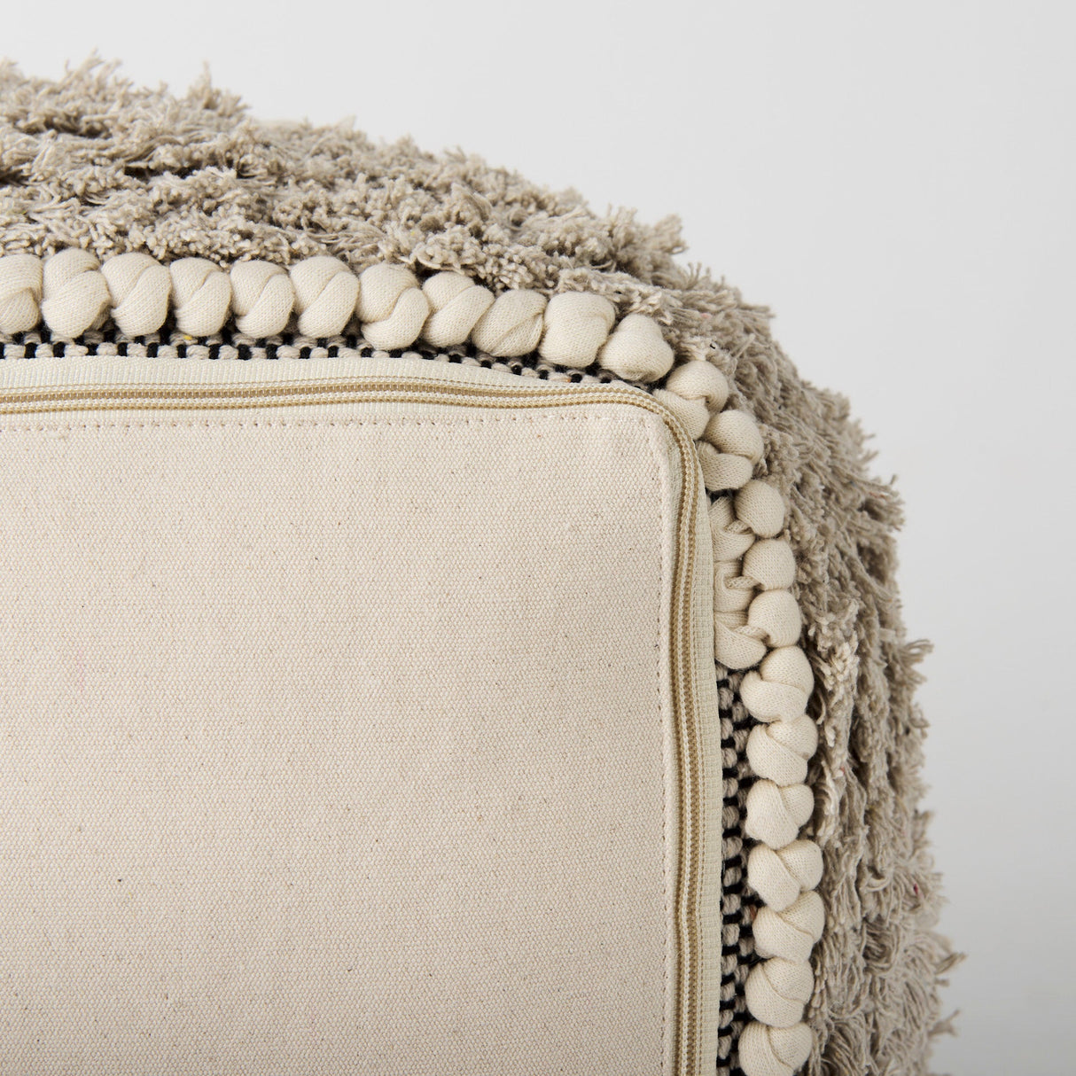 Darika Black/White/Gray Cotton Pouf by Mercana at Eve Furniture