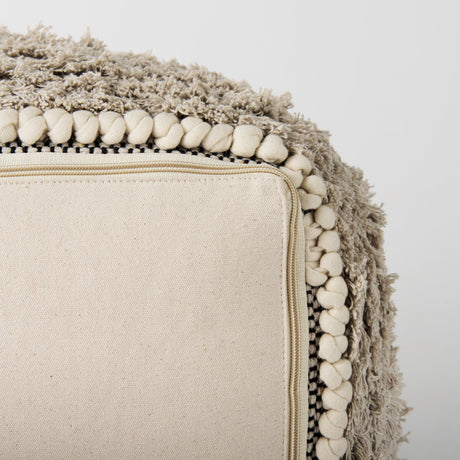 Darika Black/White/Gray Cotton Pouf by Mercana at Eve Furniture