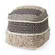 Darika Black/White/Gray Cotton Pouf by Mercana at Eve Furniture