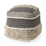 Darika Black/White/Gray Cotton Pouf by Mercana at Eve Furniture