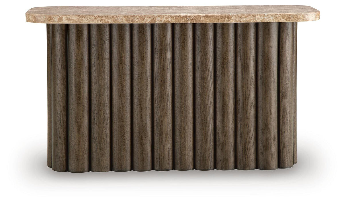 Darimore Burnished Brown Sofa Table by Ashley at Eve Furniture