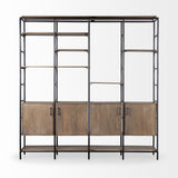 Darius Medium Brown Wood and Metal Multi-Shelf Shelving Unit by Mercana at Eve Furniture