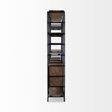 Darius Medium Brown Wood and Metal Multi-Shelf Shelving Unit by Mercana at Eve Furniture